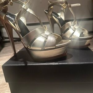 Elegant Gold Strappy Heels